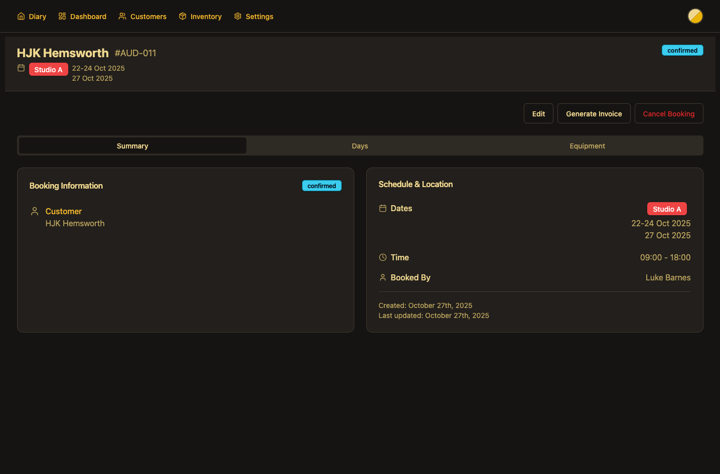 Confirming a Booking